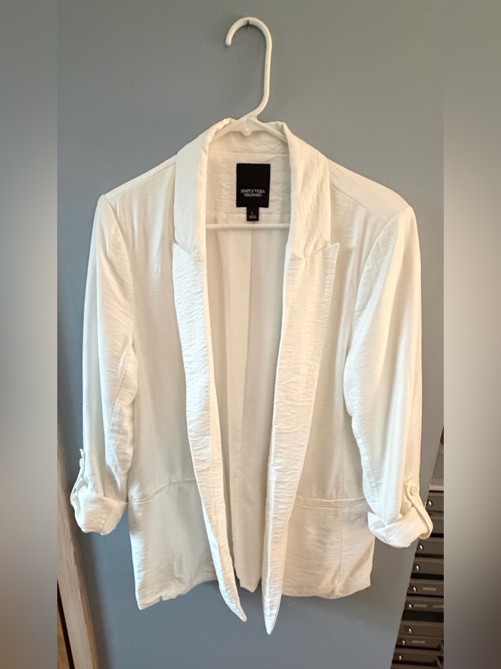 Simply Vera Vera Wang Cream Open-Front Relaxed Blazer